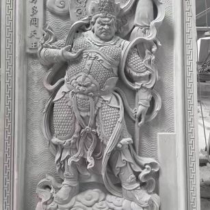 巴中 芝麻灰花岗岩人物雕刻——多闻天王